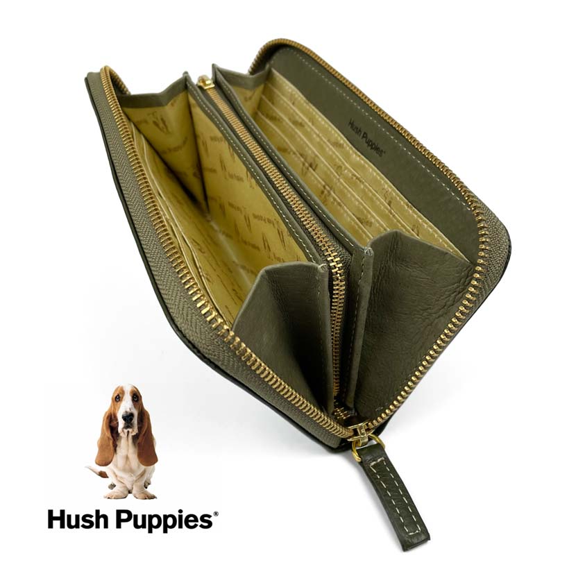 All 4 colors Hush Puppies Real Leather Round Zipper Long Wallet Long Wallet