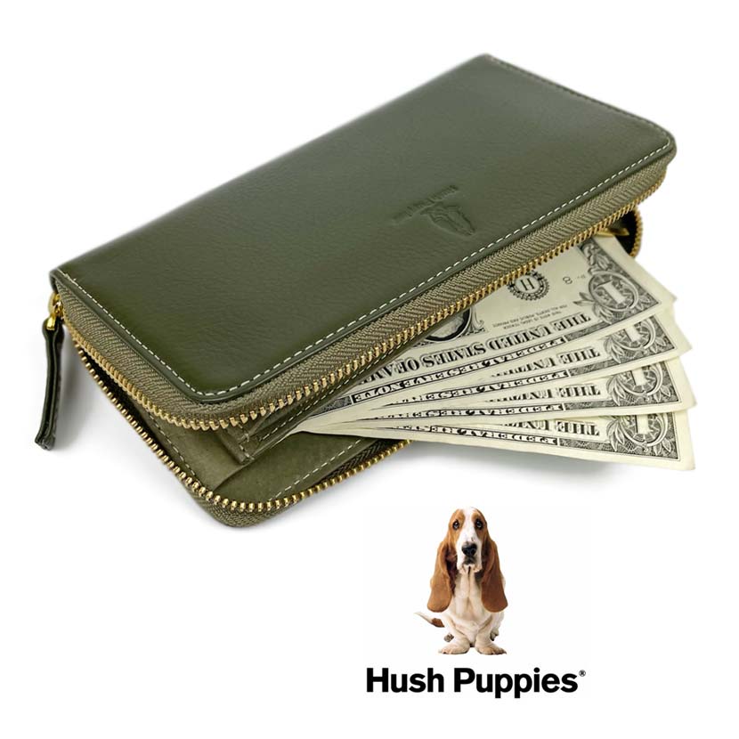 全4色　Hush Puppies ハッシュパピー リアルレザー ラウンドファスナー 長財布 ロングウォレット