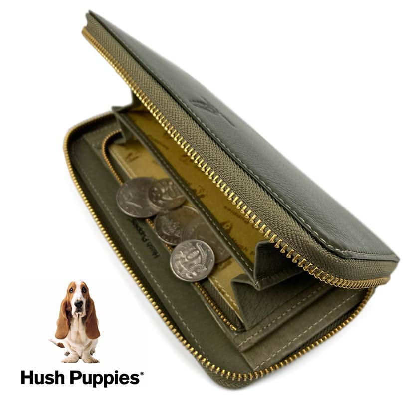 All 4 colors Hush Puppies Real Leather Round Zipper Long Wallet Long Wallet