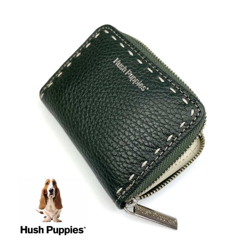 全4色　Hush Puppies ハッシュパピー リアルレザー ラウンドファスナー コインケース 小銭入れ