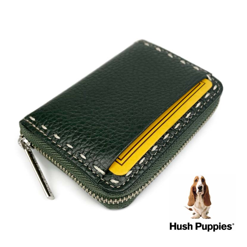 全4色　Hush Puppies ハッシュパピー リアルレザー ラウンドファスナー コインケース 小銭入れ