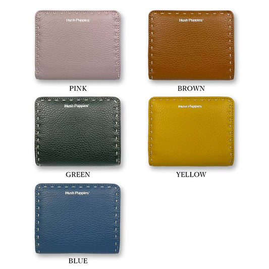 All 5 colors Hush Puppies Real Leather Stitch Design Bifold Wallet Short Wallet