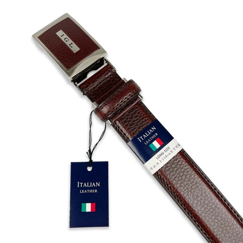 2 Colors Italian Real Leather No Hole Fitted Buckle Belt Long Type