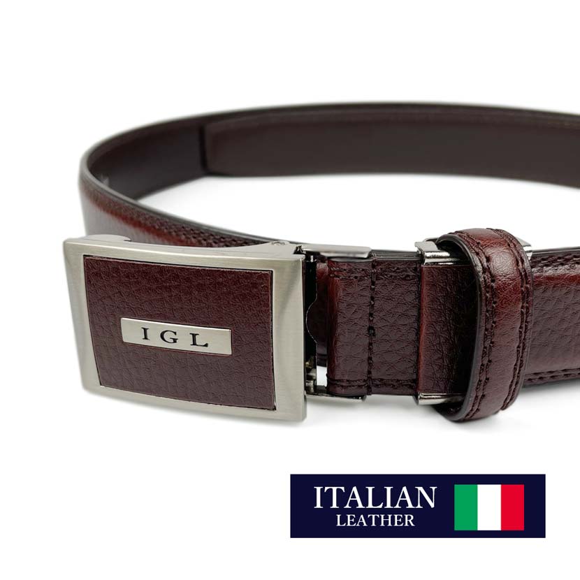 2 Colors Italian Real Leather No Hole Fitted Buckle Belt Long Type