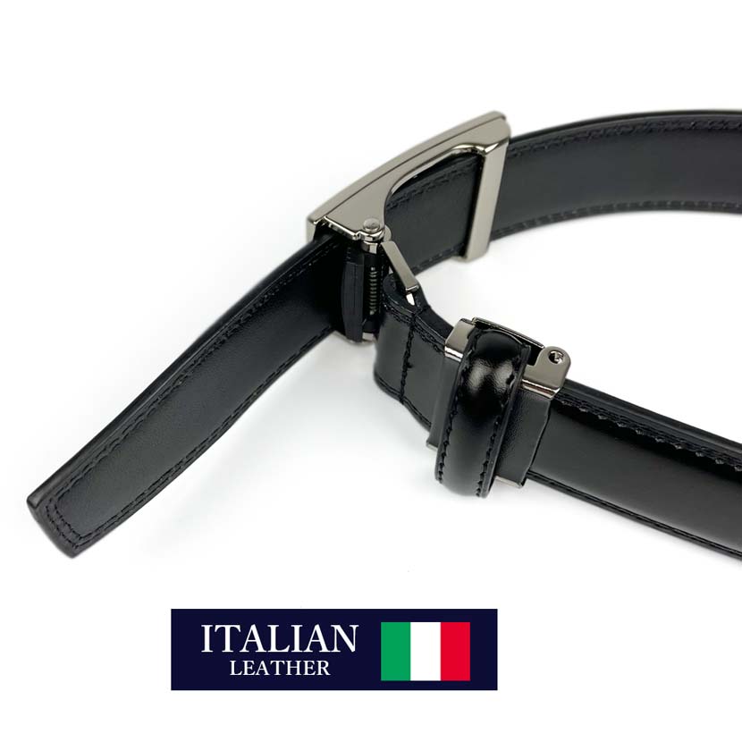 2 Colors Italian Real Leather No Hole Fitted Buckle Belt Long Type