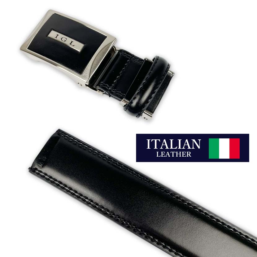 2 Colors Italian Real Leather No Hole Fitted Buckle Belt Long Type