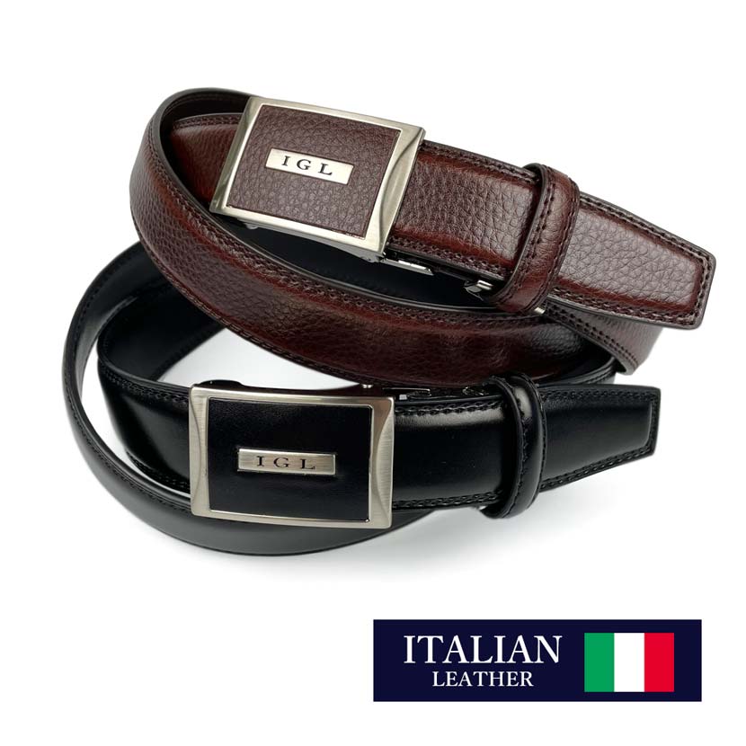 2 Colors Italian Real Leather No Hole Fitted Buckle Belt Long Type