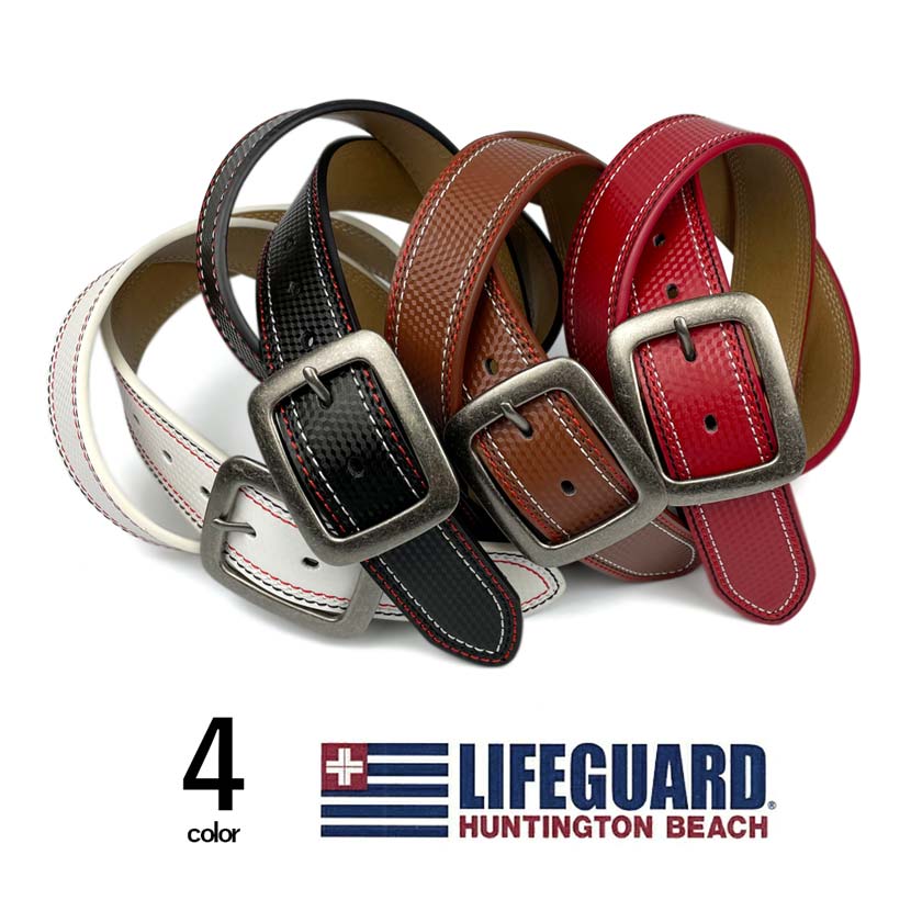 All 4 colors LIFEGUARD USA Lifeguard Real Leather Bicolor Stitch Wide Belt