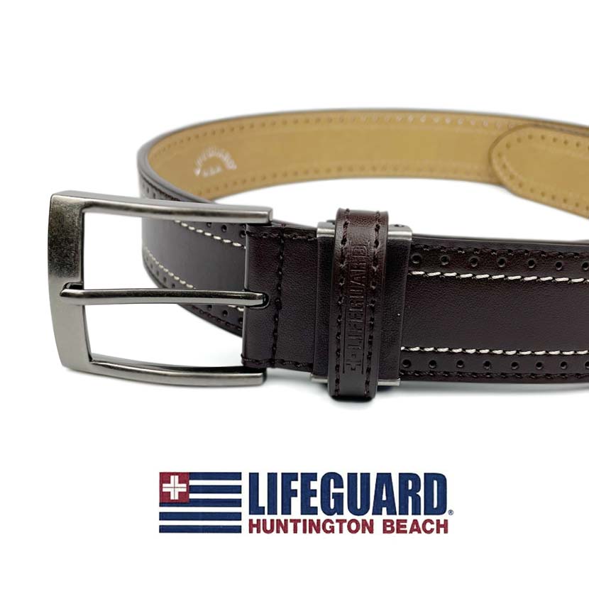 All 3 colors LIFEGUARD USA Lifeguard Real Leather Punching &amp; Stitching Belt