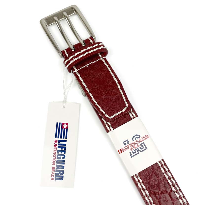 All 3 colors LIFEGUARD USA Lifeguard Real Leather W Pin &amp; Stitch &amp; Embossed Belt