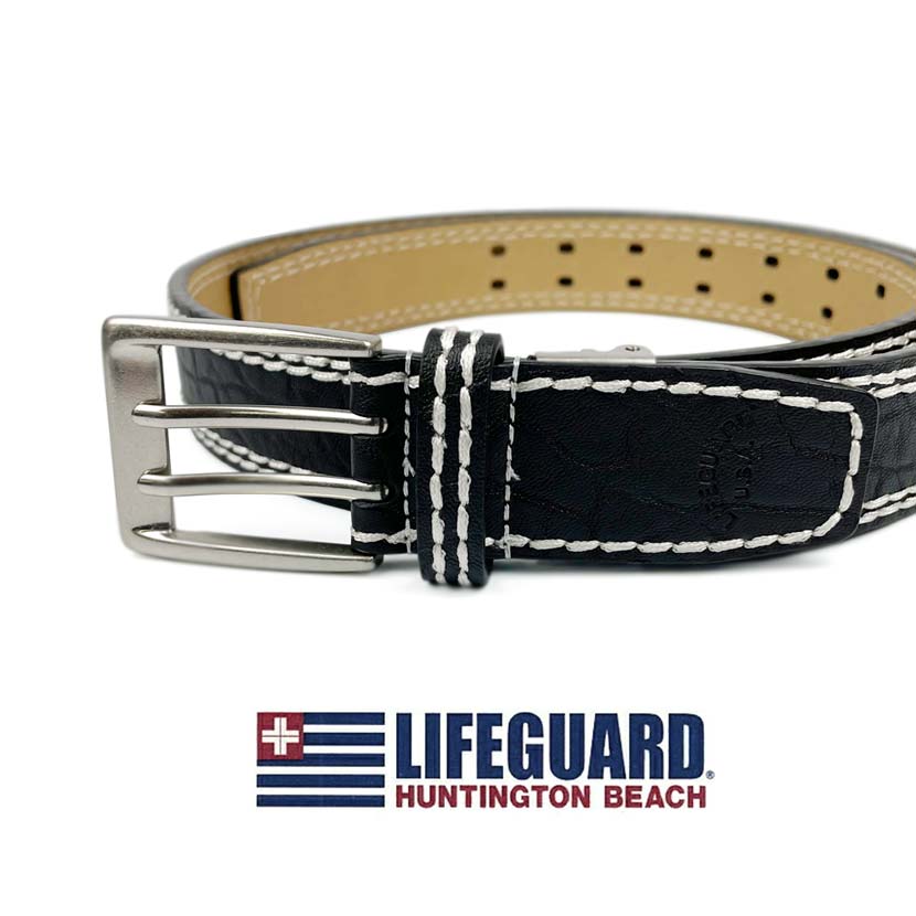 All 3 colors LIFEGUARD USA Lifeguard Real Leather W Pin &amp; Stitch &amp; Embossed Belt