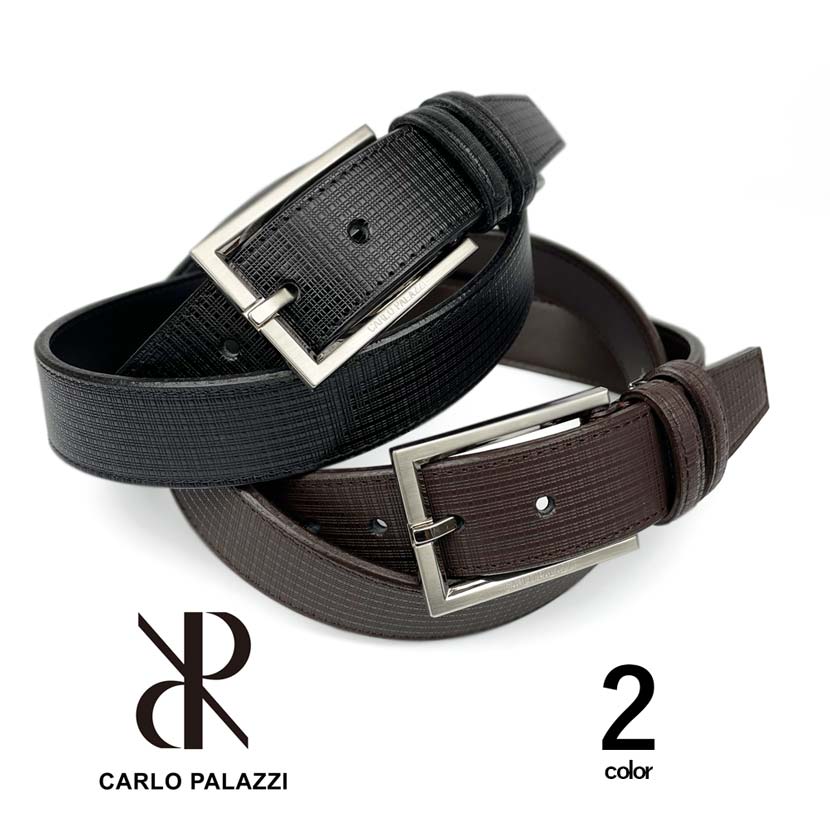 2 colors and 2 sizes CARLO PALAZZI Made in Japan Real leather Embossed design belt