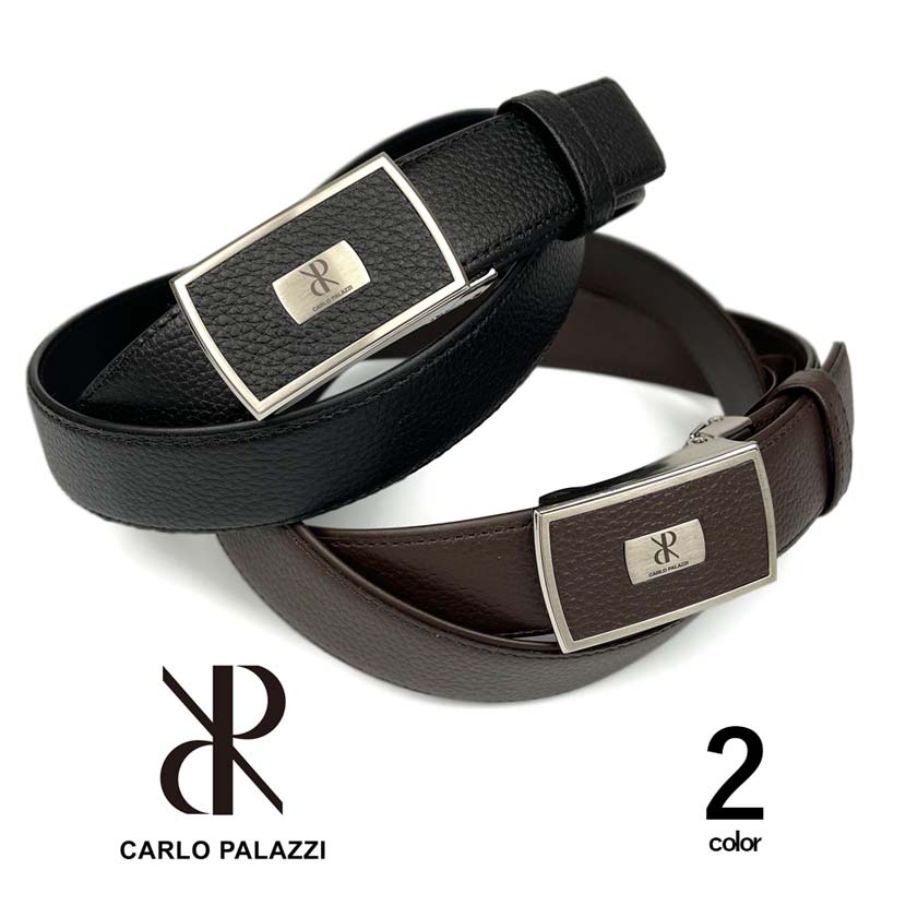 All 2 colors CARLO PALAZZI Made in Japan Real Leather No Hole Fit Buckle Belt