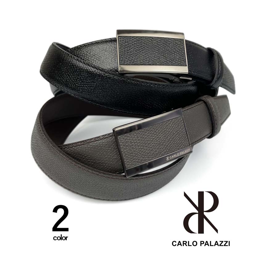 2 colors and 2 sizes CARLO PALAZZI Made in Japan Real Leather No Hole Fit Buckle Belt