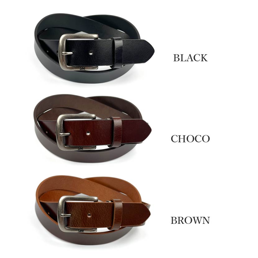 All 3 colors Lee Real Leather Plain Design Belt Long Type