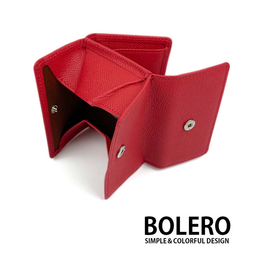 【全6色】BOLERO ボレロ 日本製 リアルレザー 三つ折り 財布 ボックスコインケース