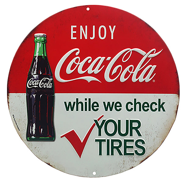 エンボスメタルサイン COCA COLA TIRE CHECK【コカコーラ】