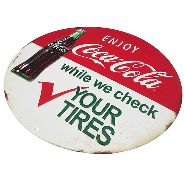 エンボスメタルサイン COCA COLA TIRE CHECK【コカコーラ】