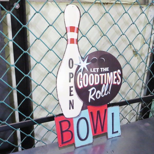 ダイカット エンボス メタルサイン GOODTIMES ROLL BOWL