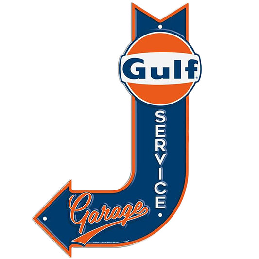 Die Cut Embossed Metal Sign GULF SERVICE GARAGE