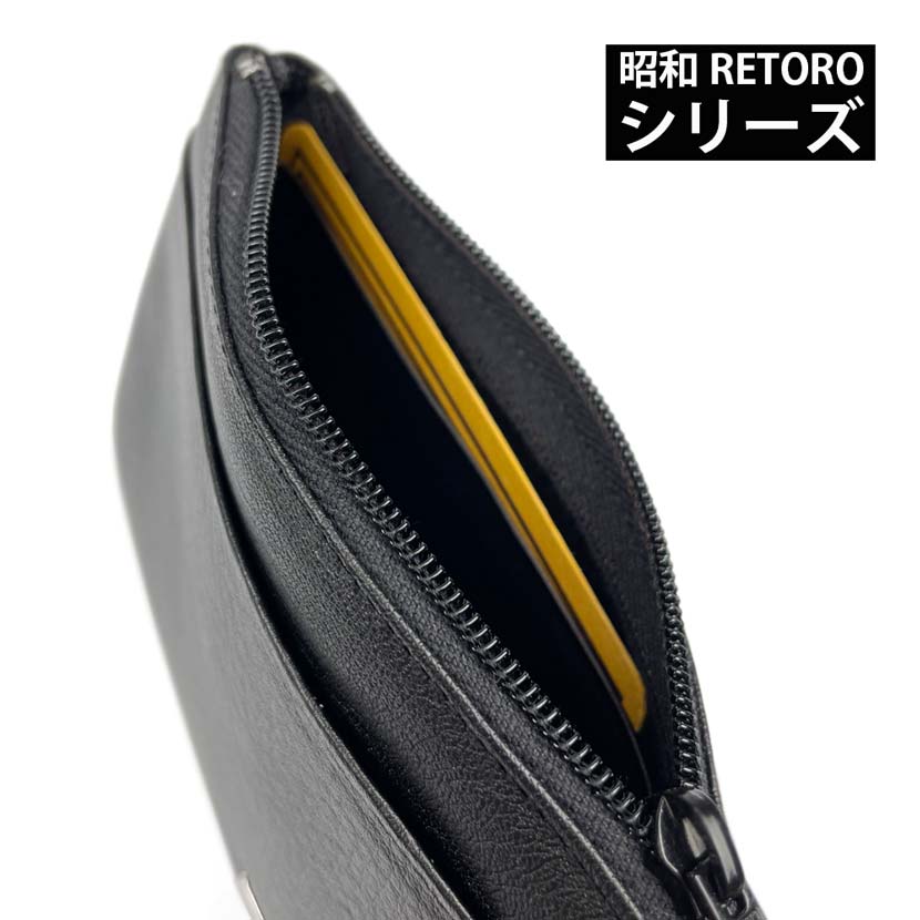 Showa RETORO series made in Japan genuine leather with card pocket coin purse coin case