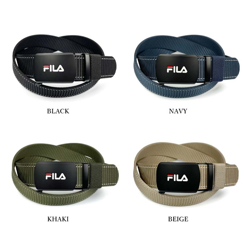 [All 4 colors] FILA Fit Buckle No Hole Nylon Belt Gacha