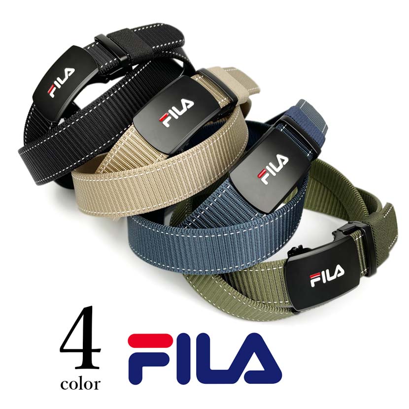 [All 4 colors] FILA Fit Buckle No Hole Nylon Belt Gacha