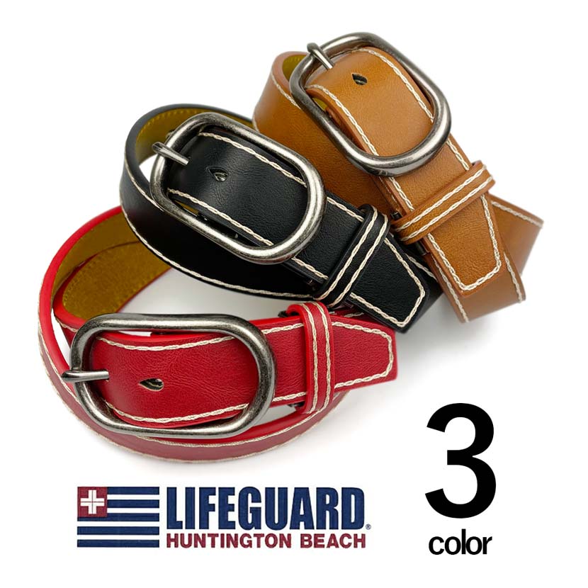 全3色  LIFEGUARD U.S.A.ライフガード リアルレザー ステッチデザインベルト