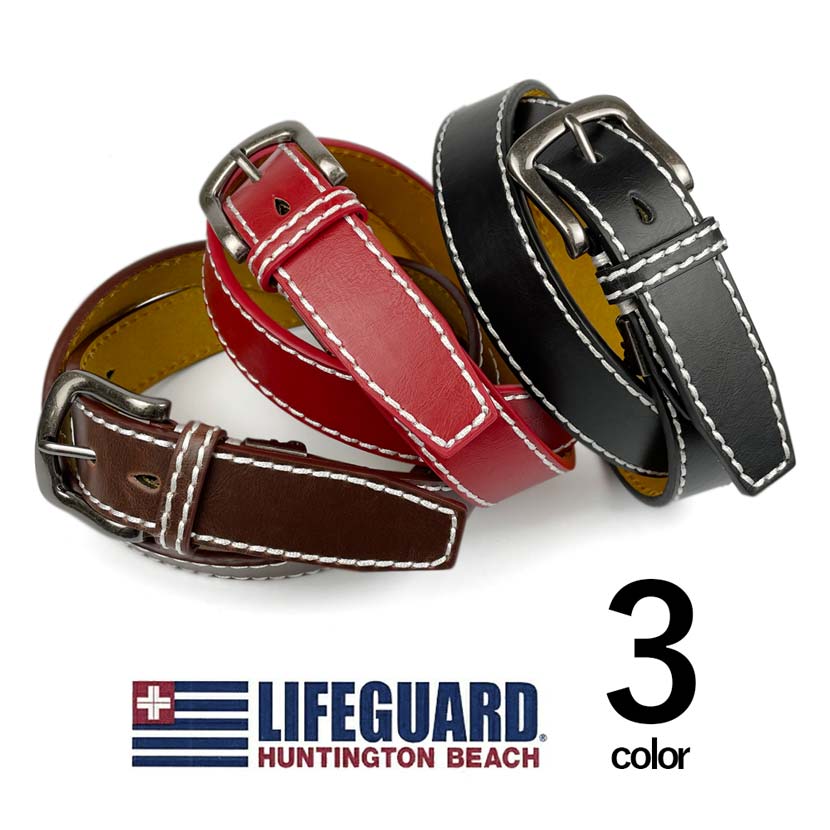 All 3 colors LIFEGUARD USA Lifeguard Real Leather Stitch Design Belt