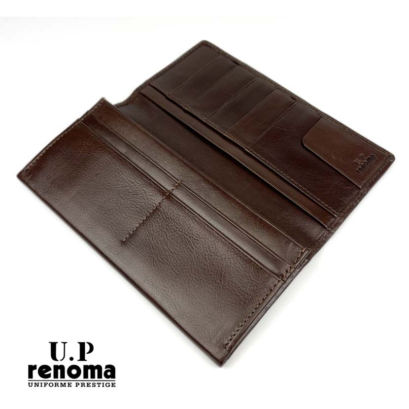 全3色　U.P renoma ユーピーレノマ リアルレザーステッチデザインかぶせ ロングウォレット長財布