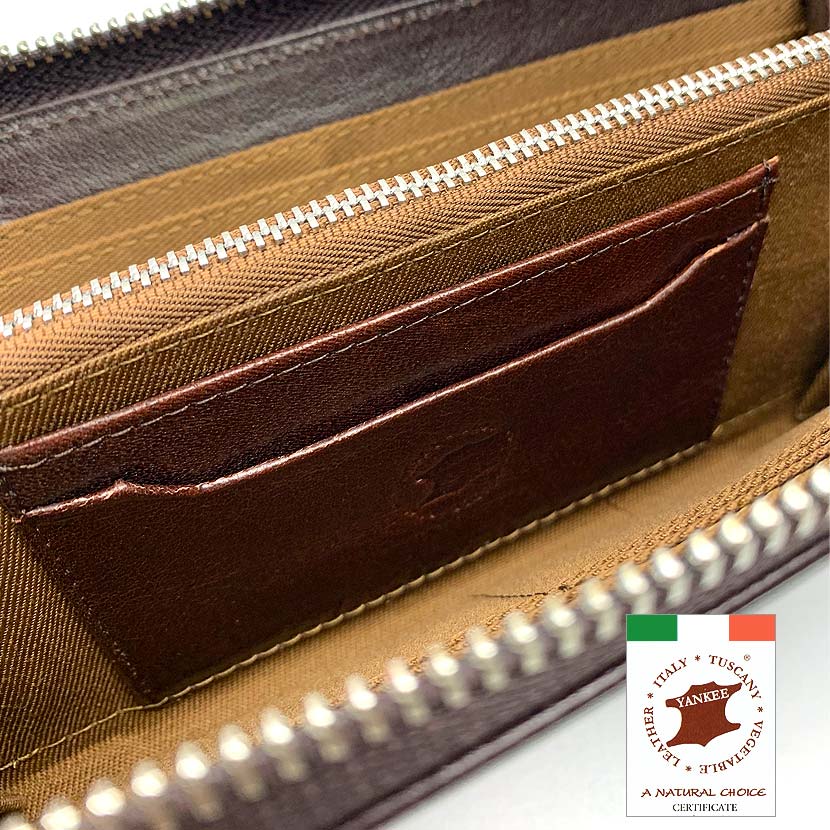 [3 colors] High quality Italian leather, round zipper, long wallet, real leather, cowhide