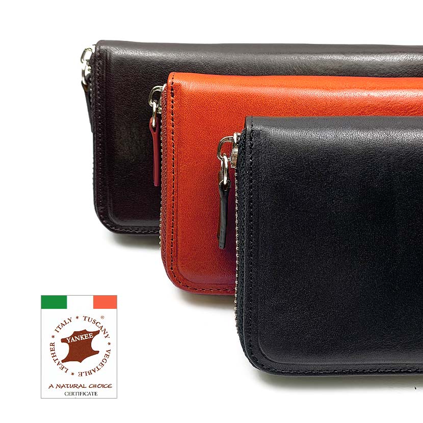 [3 colors] High quality Italian leather, round zipper, long wallet, real leather, cowhide