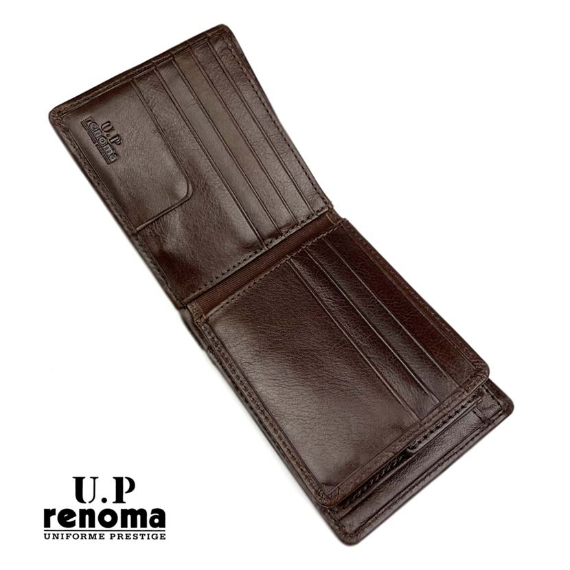 全3色　U.P renoma ユーピーレノマ リアルレザー 中ベラ付き 2つ折り財布 ショートウォレット