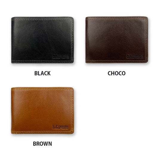 All 3 colors UP renoma Real leather L-shaped zipper bifold wallet short wallet