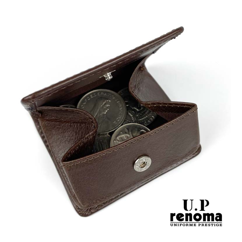 All 3 colors UP renoma Real leather Box type coin case Coin purse Stitch design