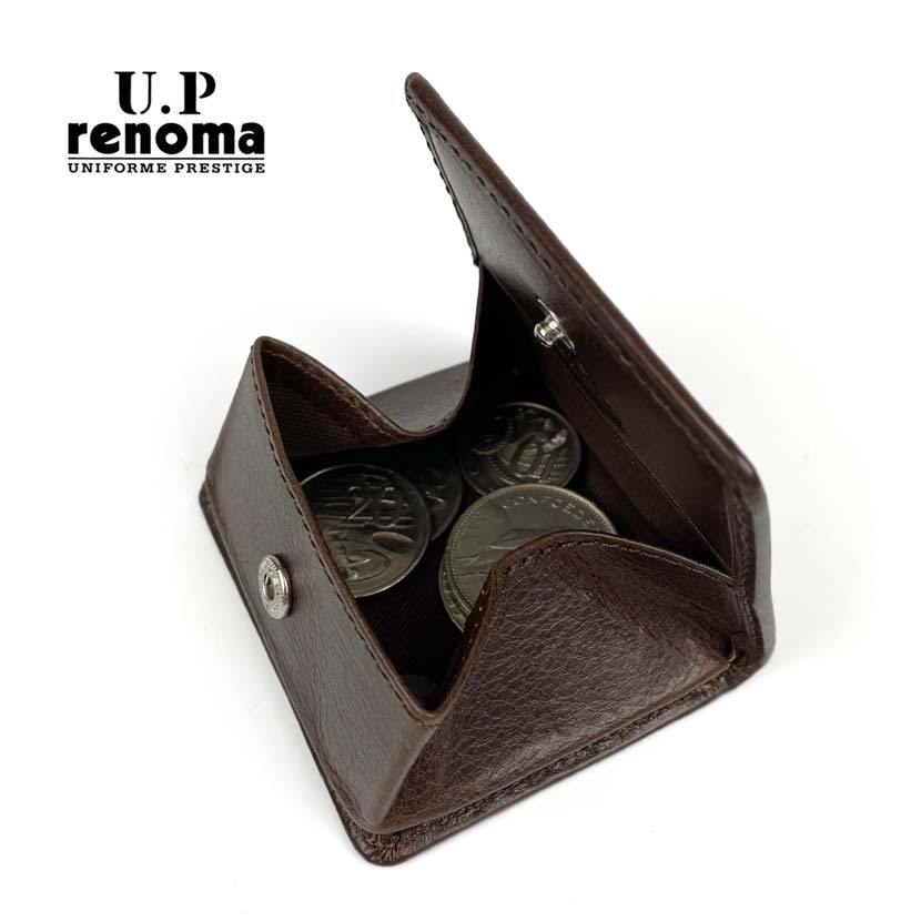 All 3 colors UP renoma Real leather Box type coin case Coin purse Stitch design