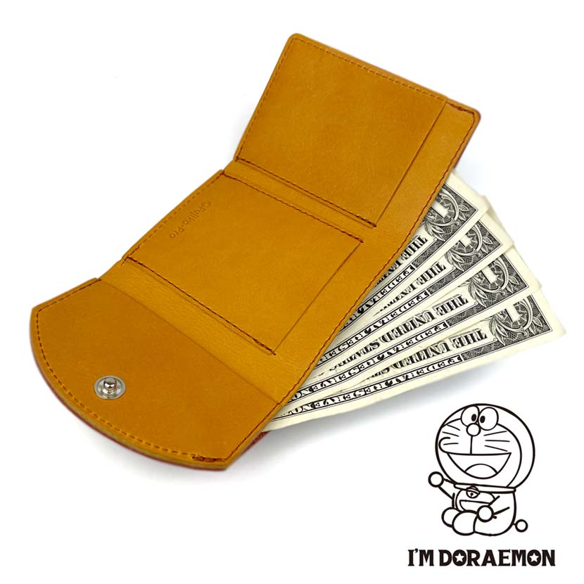 [All 5 colors] Made in Japan Tochigi leather x Himeji leather Doraemon trifold wallet mini wallet