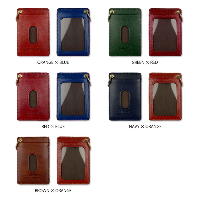 All 5 colors LIBERO Made in Japan High quality Italian leather Bicolor design Pass case Commuter holder