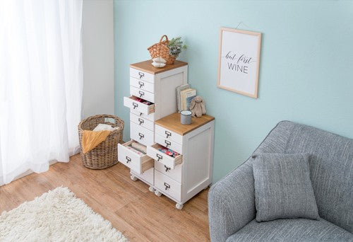 Natural wood chest with casters 5 tiers 9 tiers