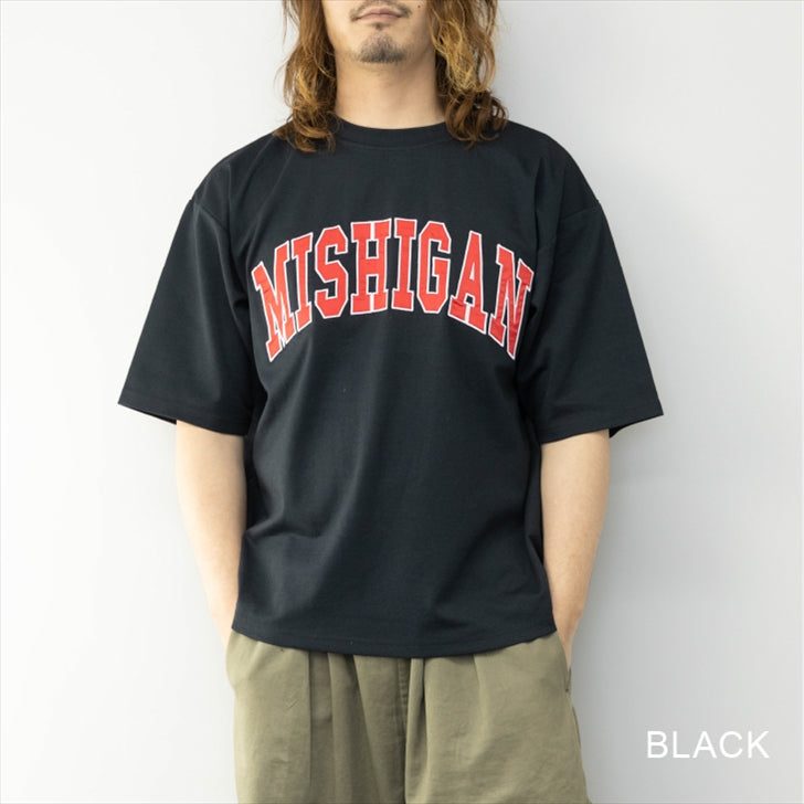 ビッグTシャツ メンズ 5分袖 カレッジロゴ ポンチ ビッグシルエット オーバーTシャツ ポンチTシャツ