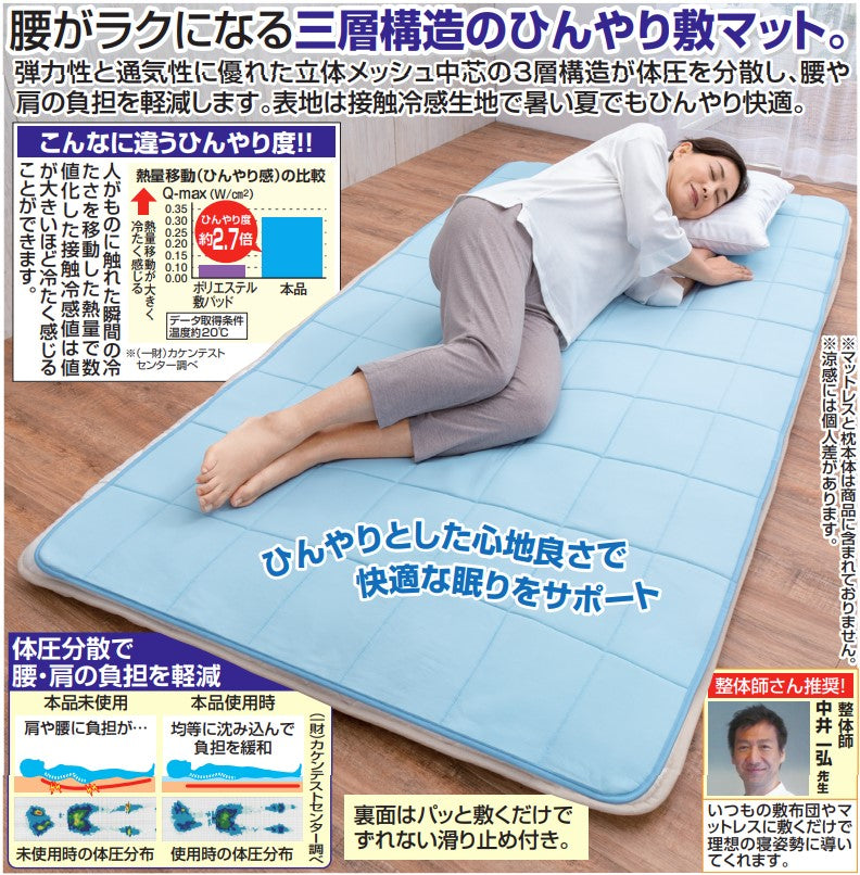 Three-layer cooling mat recommended by a chiropractor