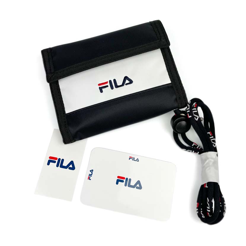 全3色 FILA（フィラ） トリコロールカラー ロゴ デザイン 二つ折り ナイロン財布