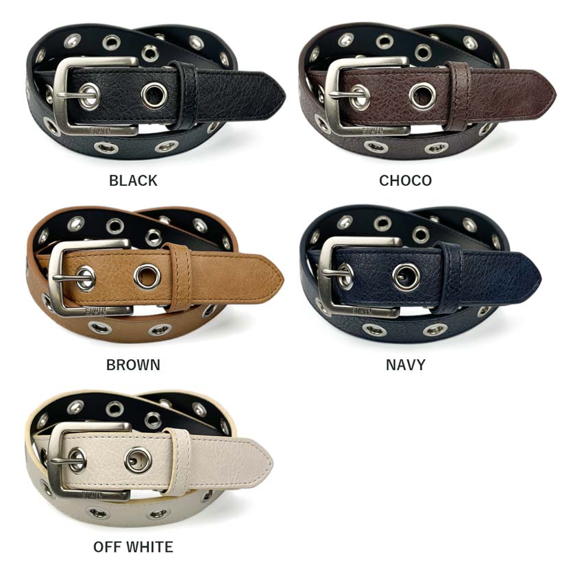 [5 colors in total] EDWIN ring eyelet design leather belt long size