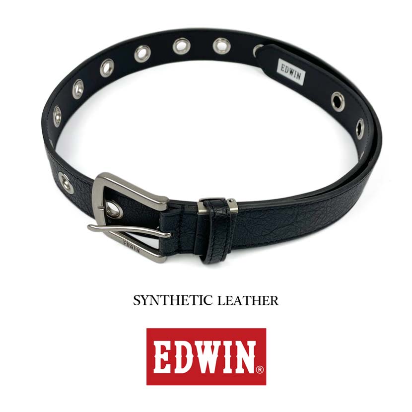 [5 colors in total] EDWIN ring eyelet design leather belt long size