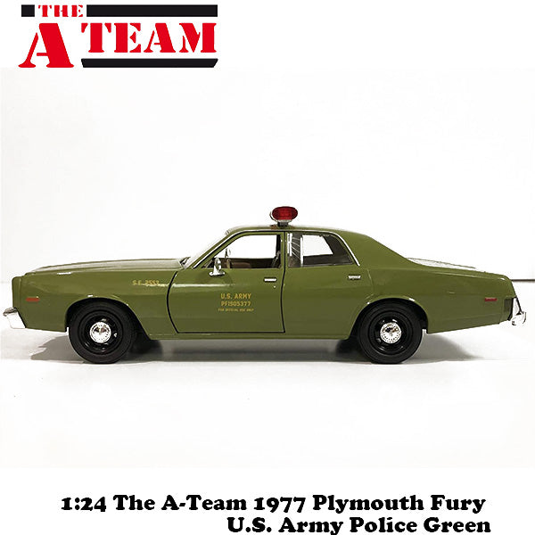 1:24 THE A-TEAM 1977 PLYMOUTH FURY U.S. ARMY POLICE【特攻野郎Aチーム ミニカー】