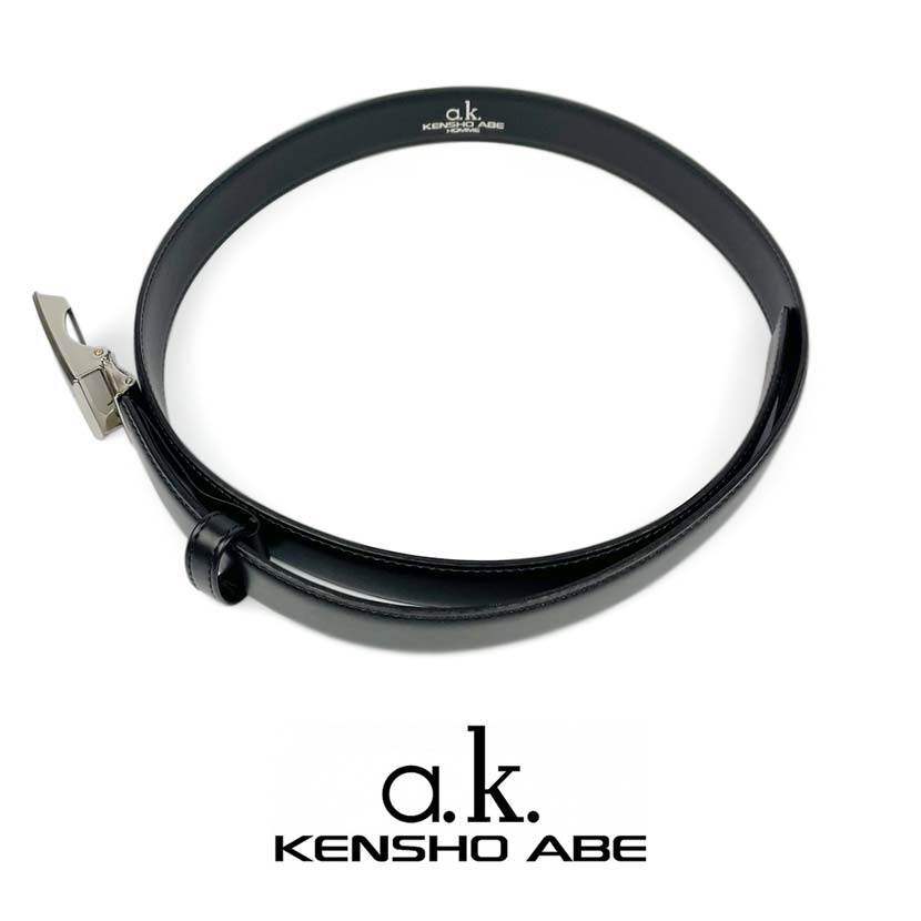 【全2色】日本製 KENSHO ABE ケンショウアベ リアルレザー 穴なし フィットバックルベルト