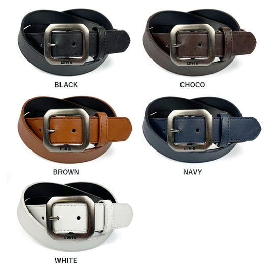 [All 5 colors] EDWIN Garrison Buckle Design Leather Belt