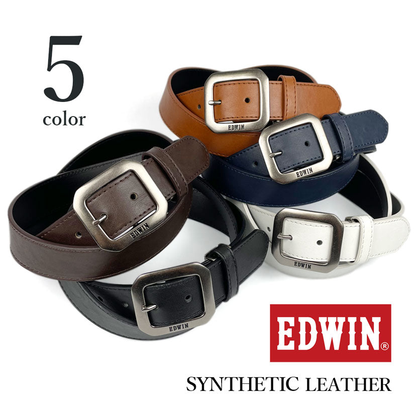 [All 5 colors] EDWIN Garrison Buckle Design Leather Belt