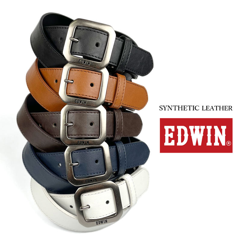 [All 5 colors] EDWIN Garrison Buckle Design Leather Belt