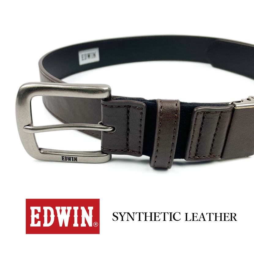 [All 5 colors] EDWIN Head Stretch Design Leather Belt